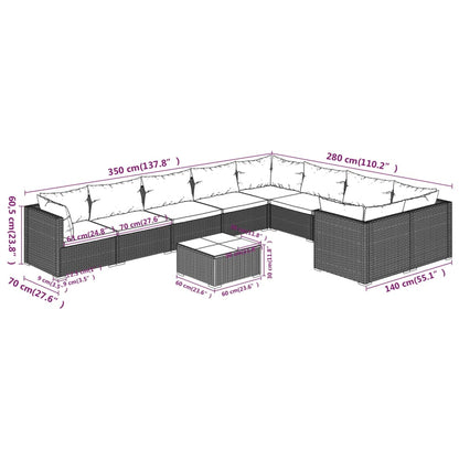 Garden Lounge Set Brown PE Rattan Large Modular