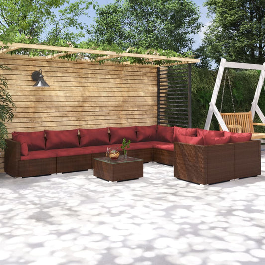 Garden Lounge Set Brown PE Rattan Large Modular
