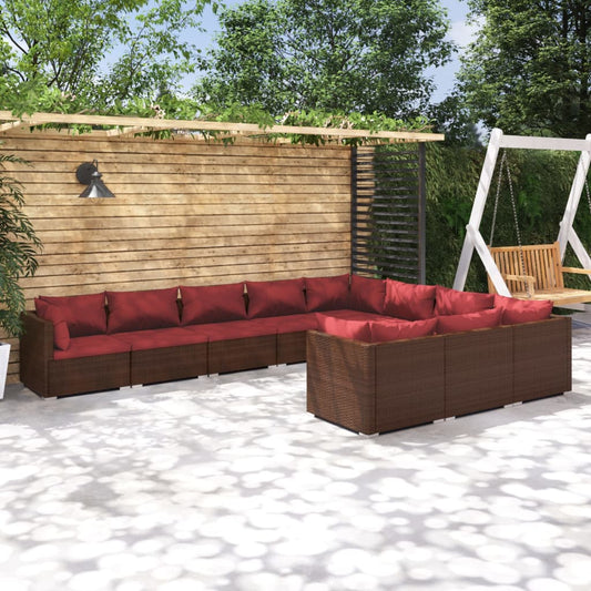 Garden Lounge Set Poly Rattan Color: Brown, Cushion Color: Cinnamon Red