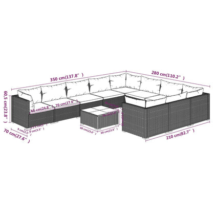 Garden Lounge Set Brown PE rattan Large Modular