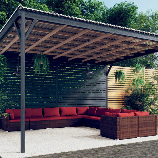 Garden Lounge Set Brown PE rattan Large Modular