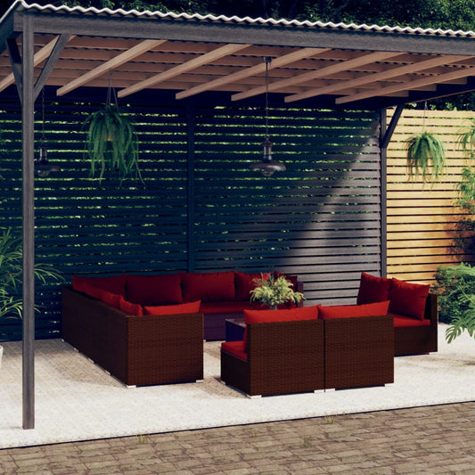 Garden Lounge Set Brown PE Rattan Large Modular