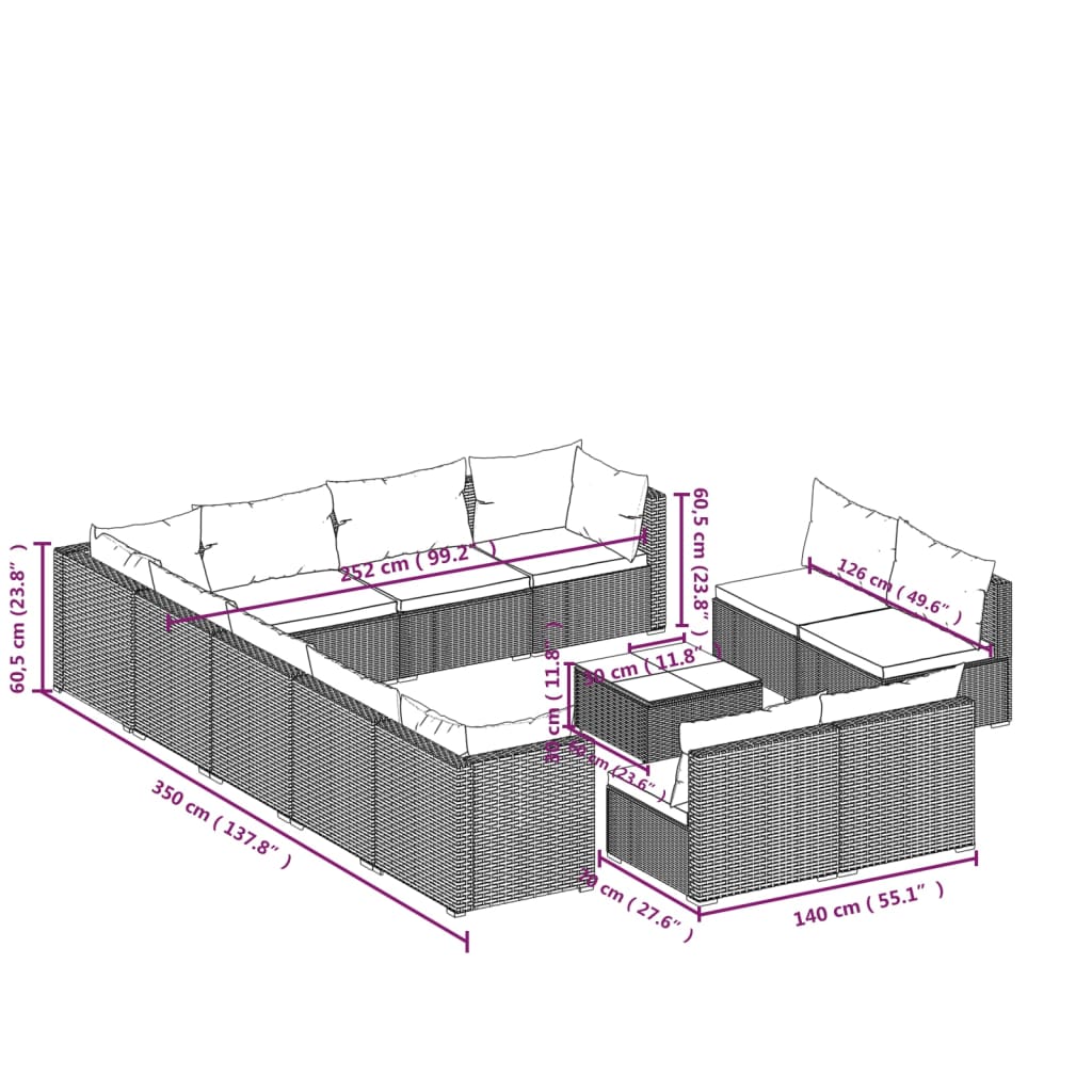 Garden Lounge Set Black