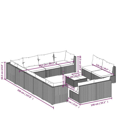 Garden Lounge Set Black