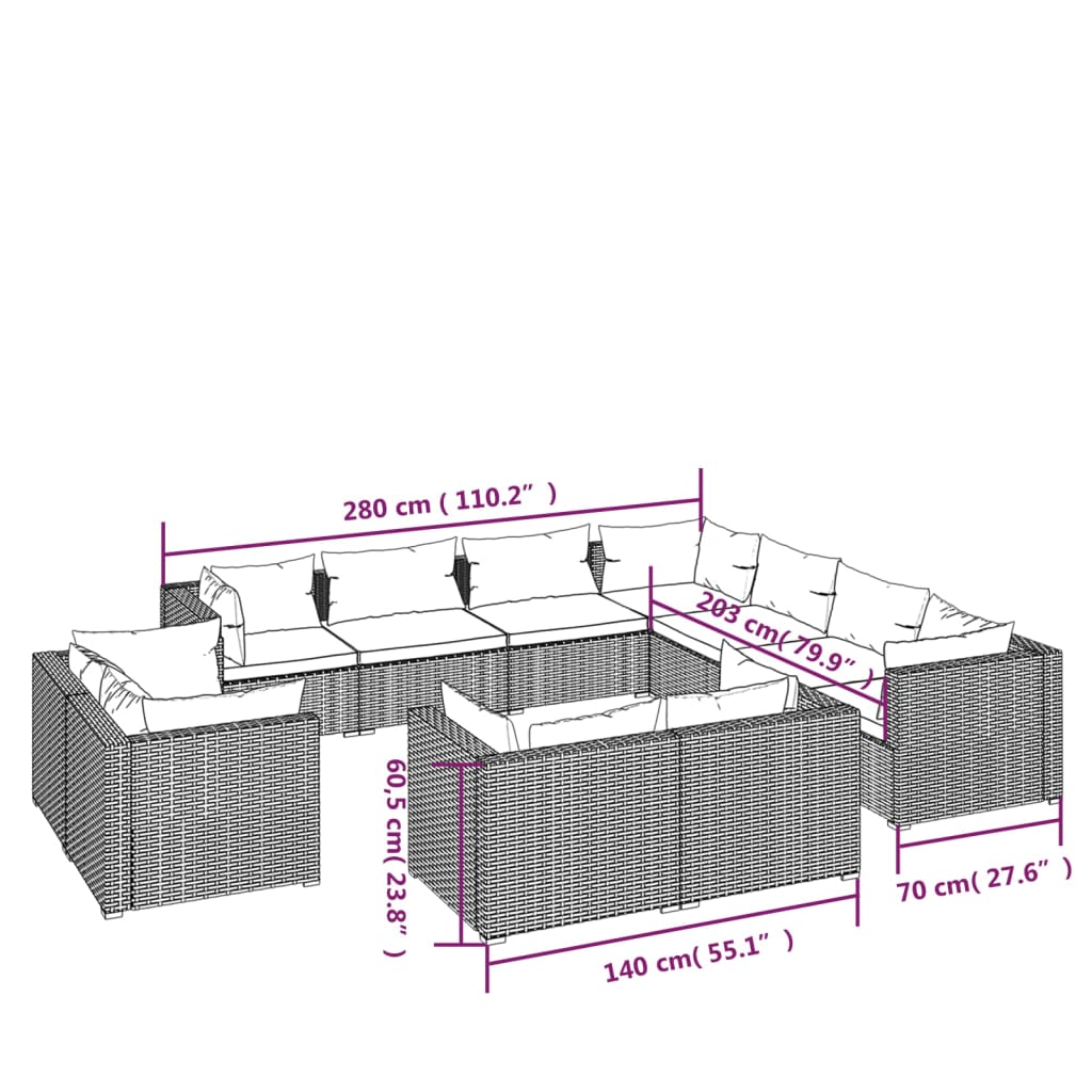 Garden Lounge Set Brown