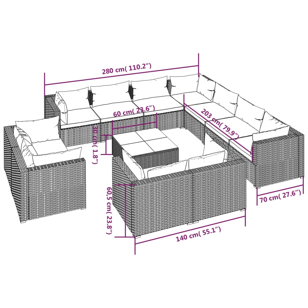 Garden Lounge Set Brown and Cinnamon red