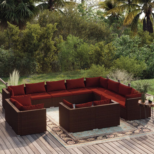 Garden Lounge Set Brown, Cinnamon Red