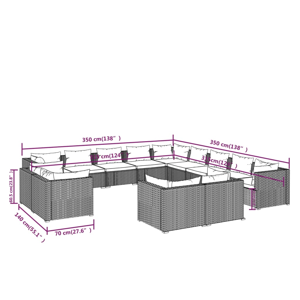 Garden Lounge Set Black, Water Blue