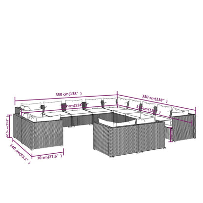 Garden Lounge Set Brown PE Rattan Large Modular