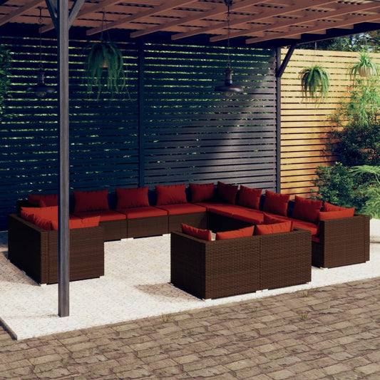 Garden Lounge Set Brown PE Rattan Large Modular