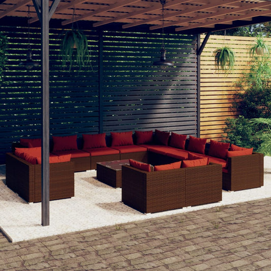 Garden Lounge Set Brown, Cinnamon Red