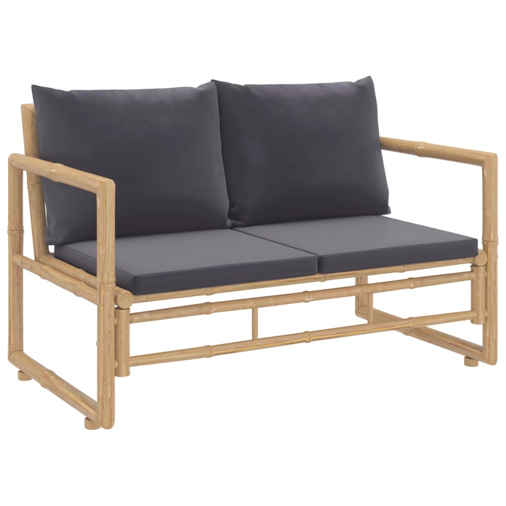 Garden Lounge Set Dark Grey Bamboo, Polyester Medium