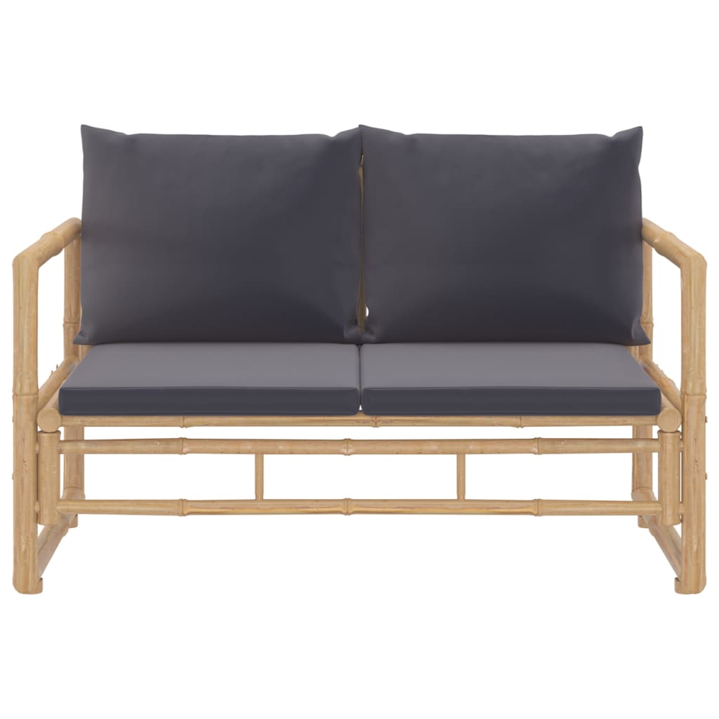 Garden Lounge Set Dark Grey Bamboo, Polyester Medium