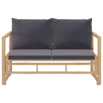 Garden Lounge Set Dark Grey Bamboo, Polyester Medium