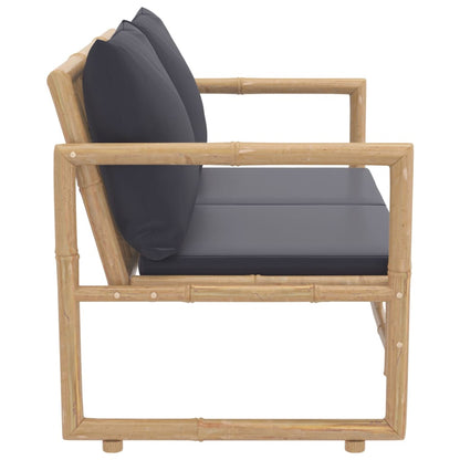 Garden Lounge Set Dark Grey Bamboo, Polyester Medium