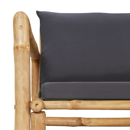 Garden Lounge Set Dark Grey Bamboo, Polyester Medium