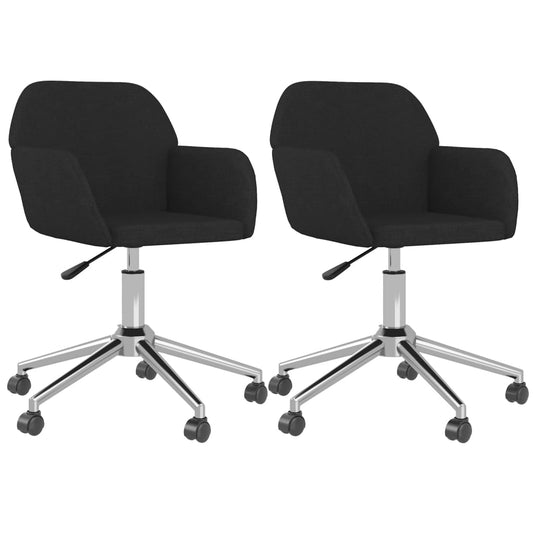 Swivel Dining Chairs 2 pcs Black Fabric