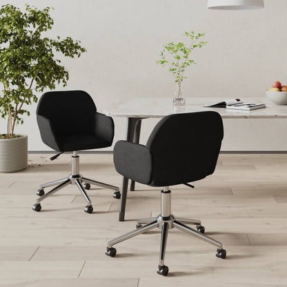 Swivel Dining Chairs 2 pcs Black Fabric