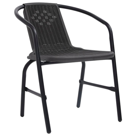 Garden Chair Set of 4 Black Plastic rattan Standard Stackable