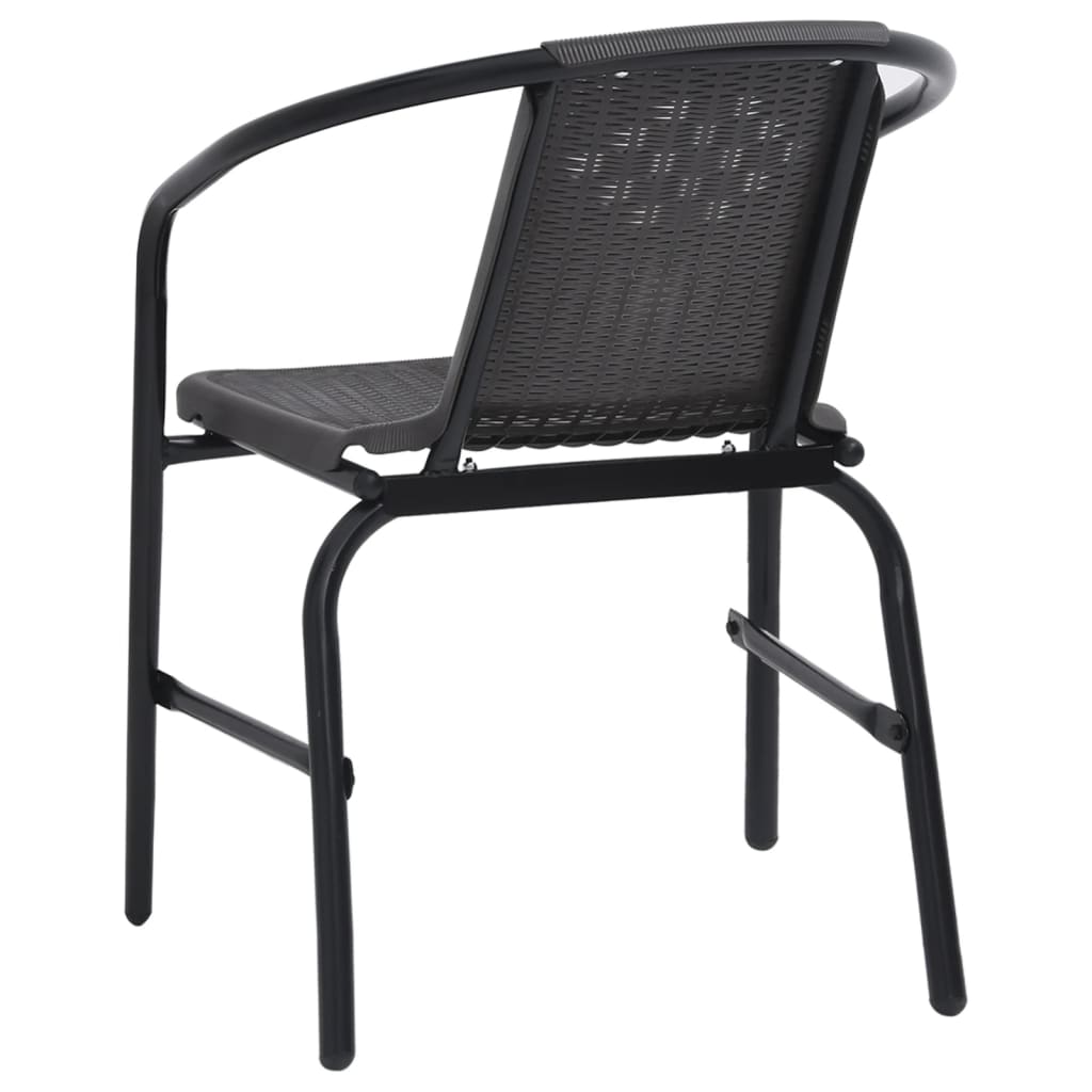 Garden Chair Set of 4 Black Plastic rattan Standard Stackable