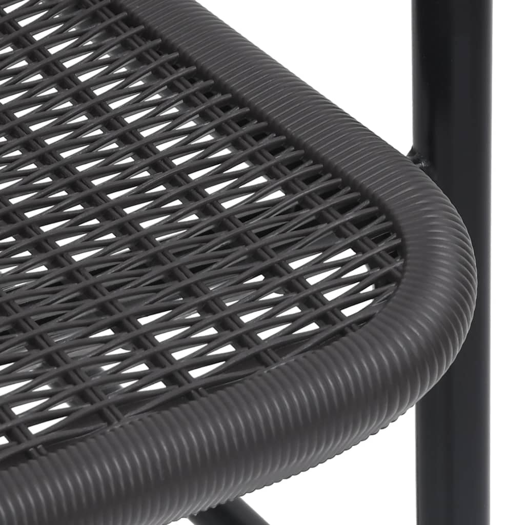 Garden Chair Set of 4 Black Plastic rattan Standard Stackable