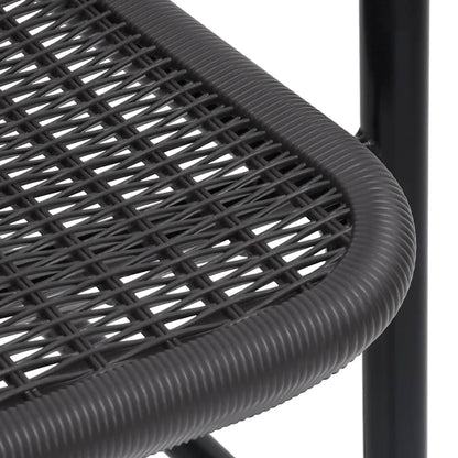 Garden Chair Set of 4 Black Plastic rattan Standard Stackable