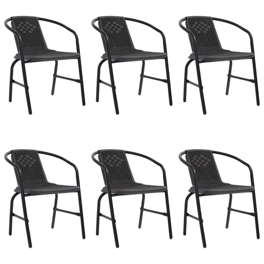 Garden Chair Set of 6 Black Plastic rattan, steel Standard