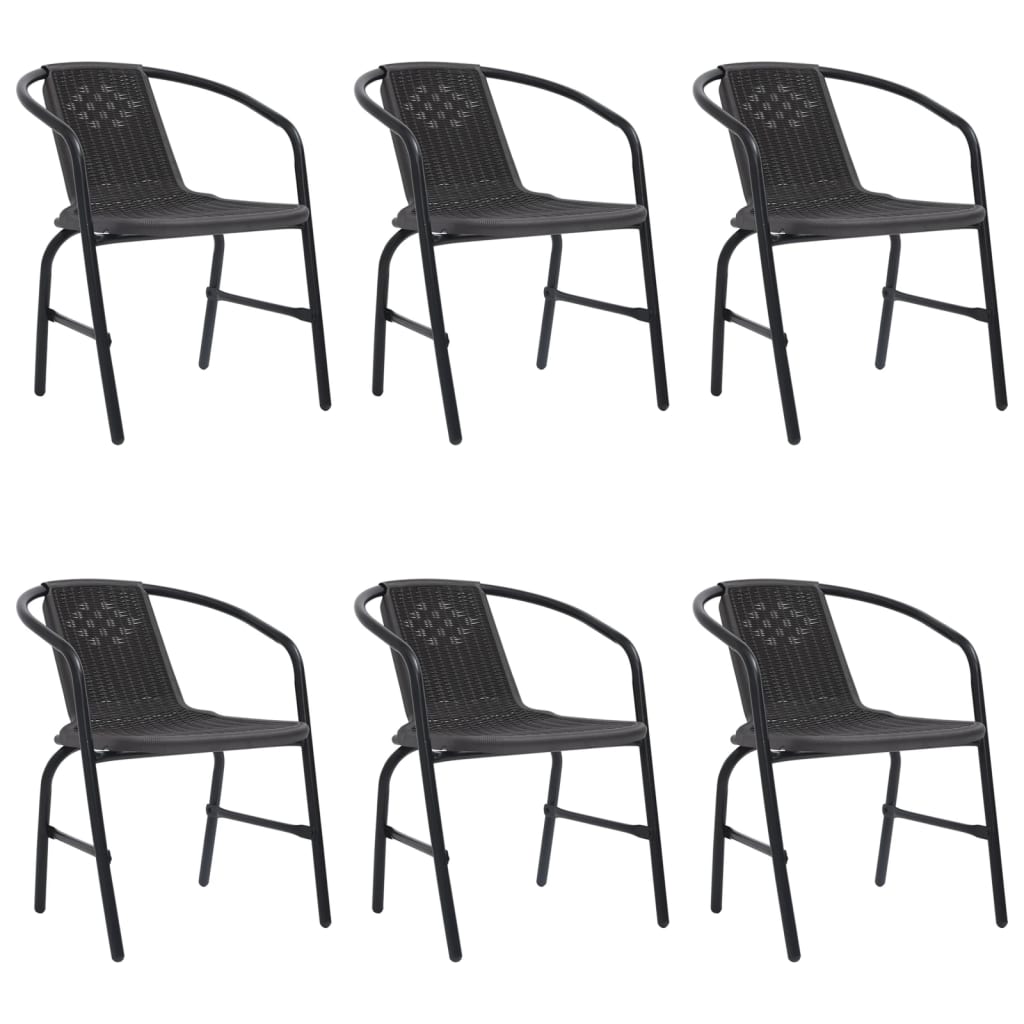 Garden Chair Set of 6 Black Plastic rattan, steel Standard