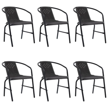 Garden Chair Set of 6 Black Plastic rattan, steel Standard