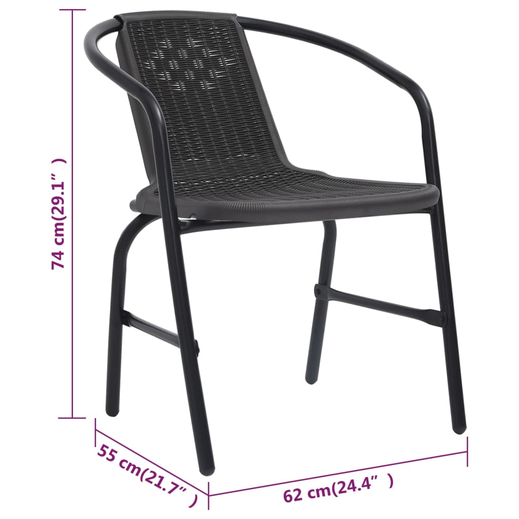 Garden Chair Set of 6 Black Plastic rattan, steel Standard