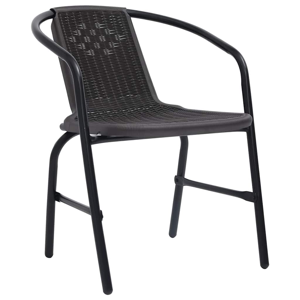 Garden Chair Set of 8 Black Plastic rattan, steel Stackable