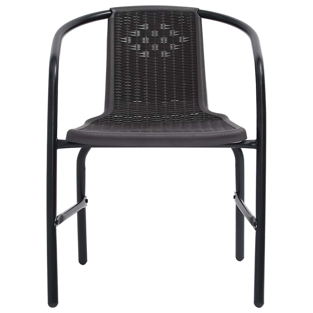 Garden Chair Set of 8 Black Plastic rattan, steel Stackable