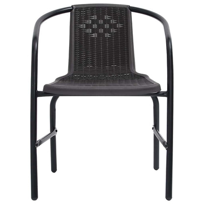 Garden Chair Set of 8 Black Plastic rattan, steel Stackable