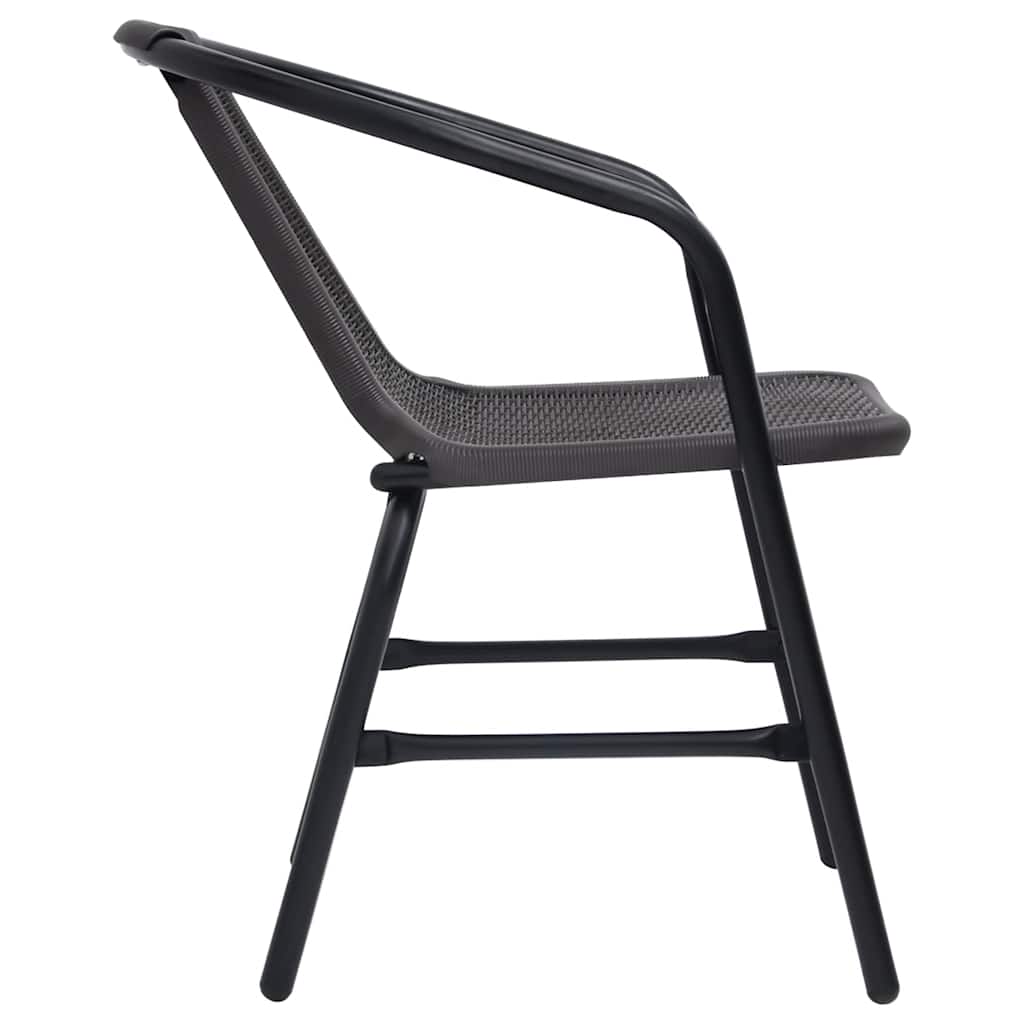 Garden Chair Set of 8 Black Plastic rattan, steel Stackable