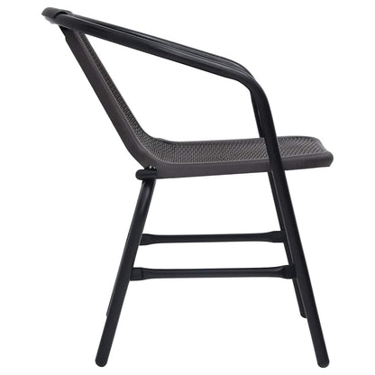 Garden Chair Set of 8 Black Plastic rattan, steel Stackable