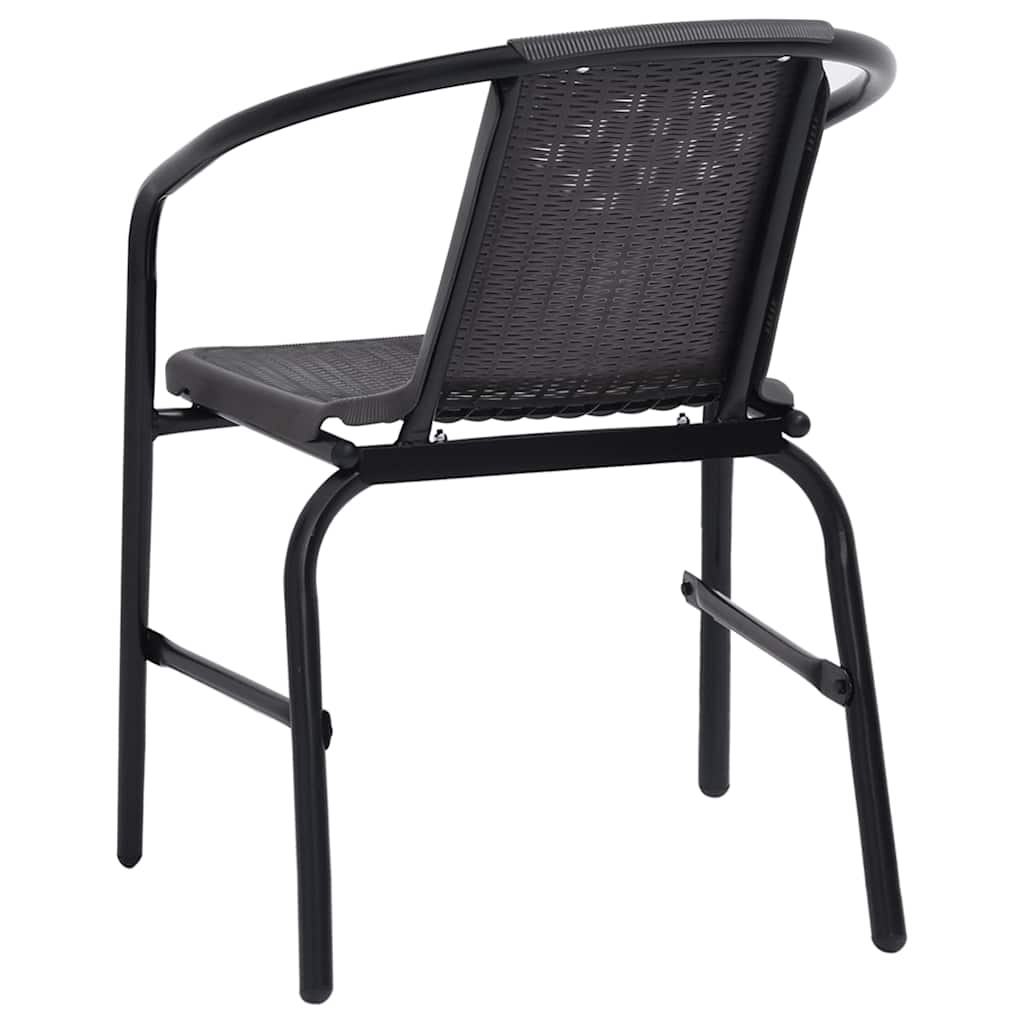 Garden Chair Set of 8 Black Plastic rattan, steel Stackable