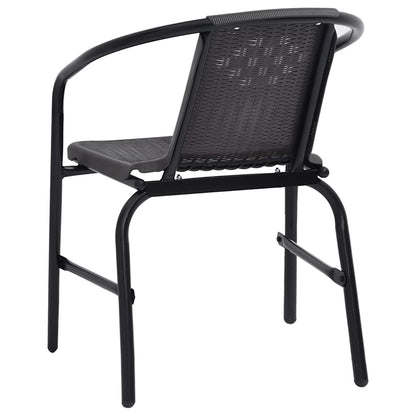 Garden Chair Set of 8 Black Plastic rattan, steel Stackable