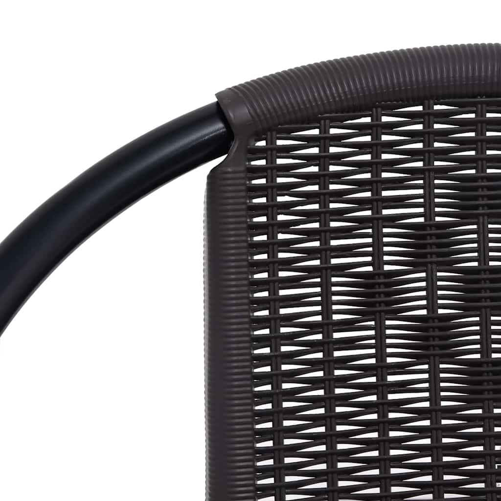 Garden Chair Set of 8 Black Plastic rattan, steel Stackable