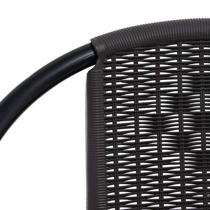 Garden Chair Set of 8 Black Plastic rattan, steel Stackable