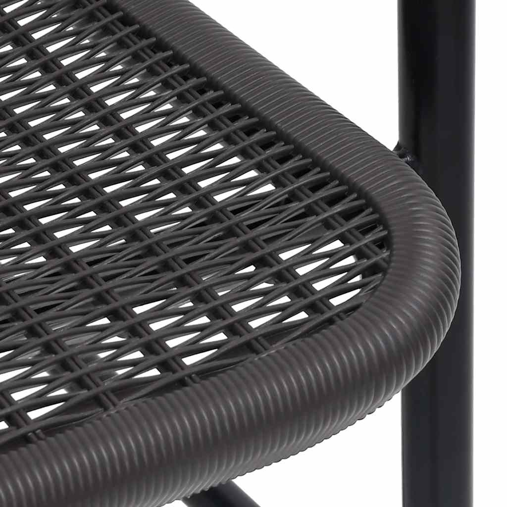 Garden Chair Set of 8 Black Plastic rattan, steel Stackable