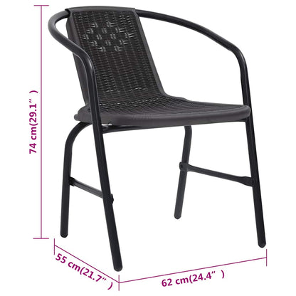 Garden Chair Set of 8 Black Plastic rattan, steel Stackable