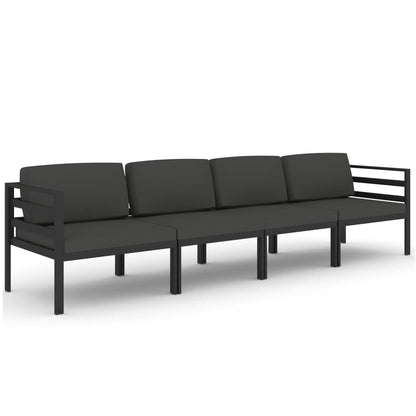 Garden Lounge Set Anthracite Aluminum, Polyester Large Modular