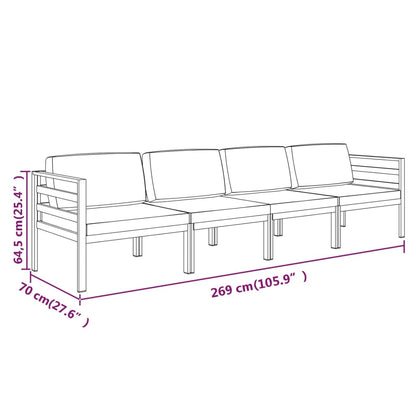 Garden Lounge Set Anthracite Aluminum, Polyester Large Modular
