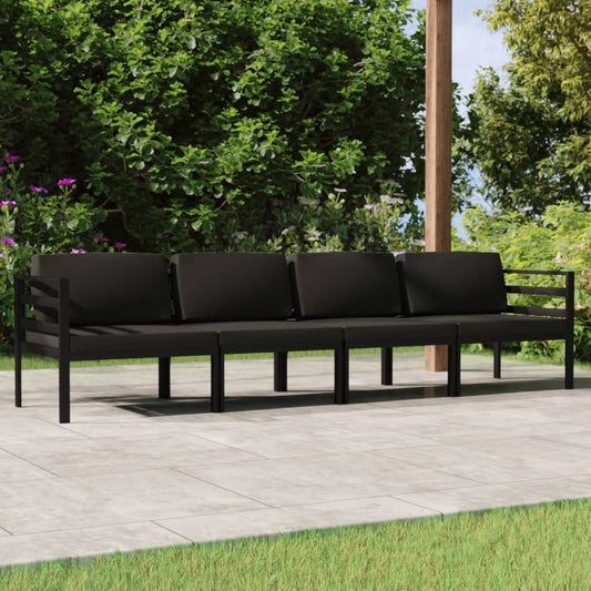 Garden Lounge Set Anthracite Aluminum, Polyester Large Modular