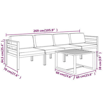 Garden Lounge Set Anthracite Aluminum Large Modular