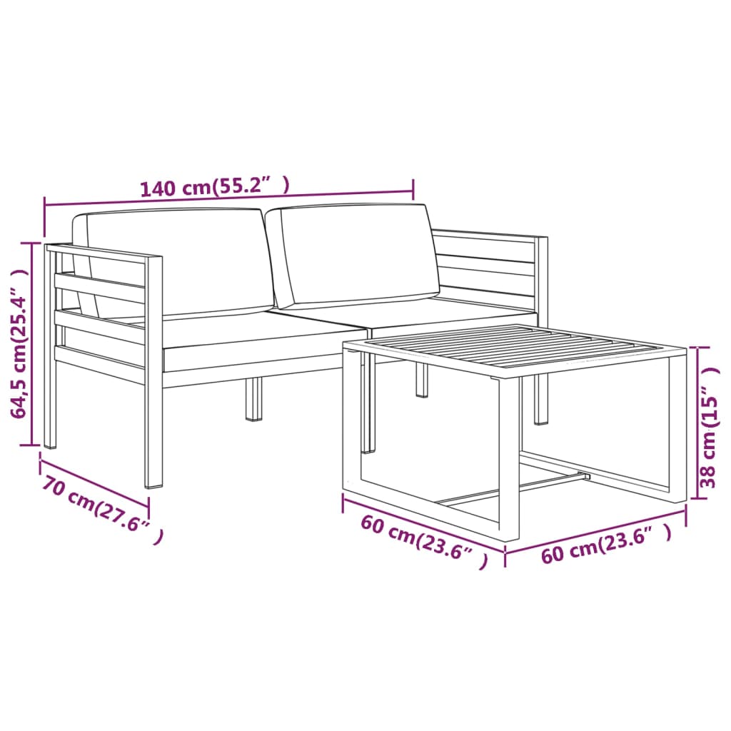 Garden Lounge Set Anthracite Aluminum, Polyester Medium Modular