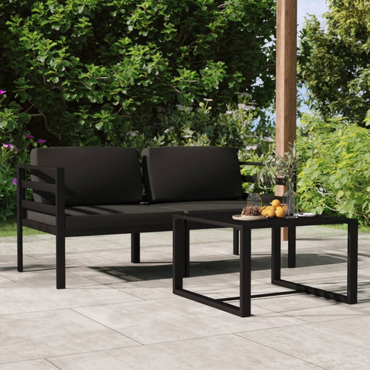 Garden Lounge Set Anthracite Aluminum, Polyester Medium Modular