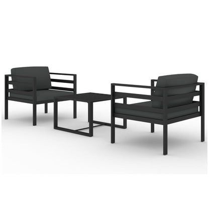 Garden Lounge Set Anthracite Aluminum 3 Piece Set Modular