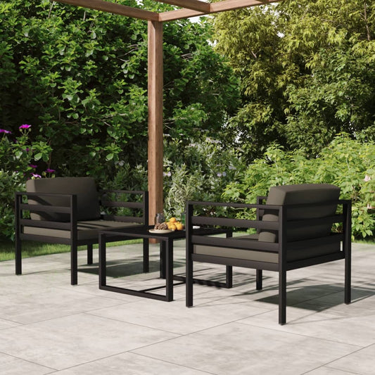 Garden Lounge Set Anthracite Aluminum 3 Piece Set Modular