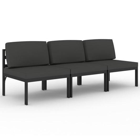 3-seater Garden Sofa Anthracite Aluminum and Polyester Medium